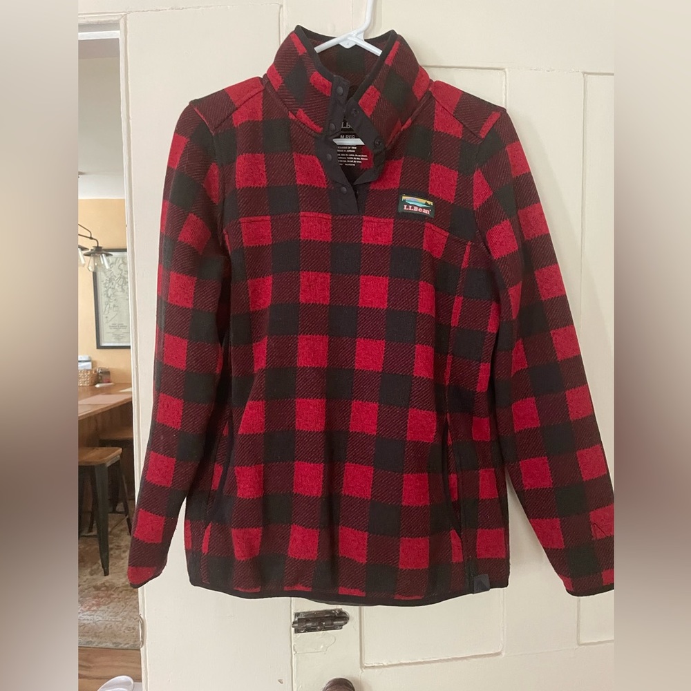 L.L.Bean buffalo check pullover fleece
